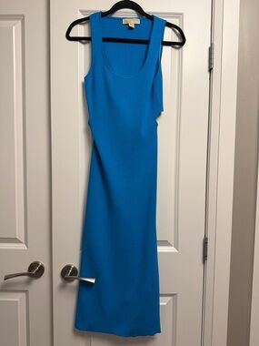 Sleeveless Midi Dress in Turquoise Blue